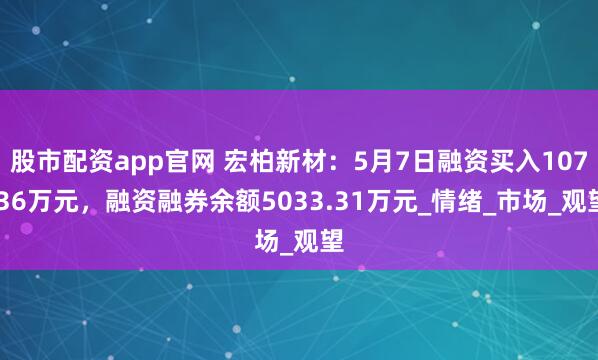股市配资app官网 宏柏新材：5月7日融资买入107.36万元，融资融券余额5033.31万元_情绪_市场_观望